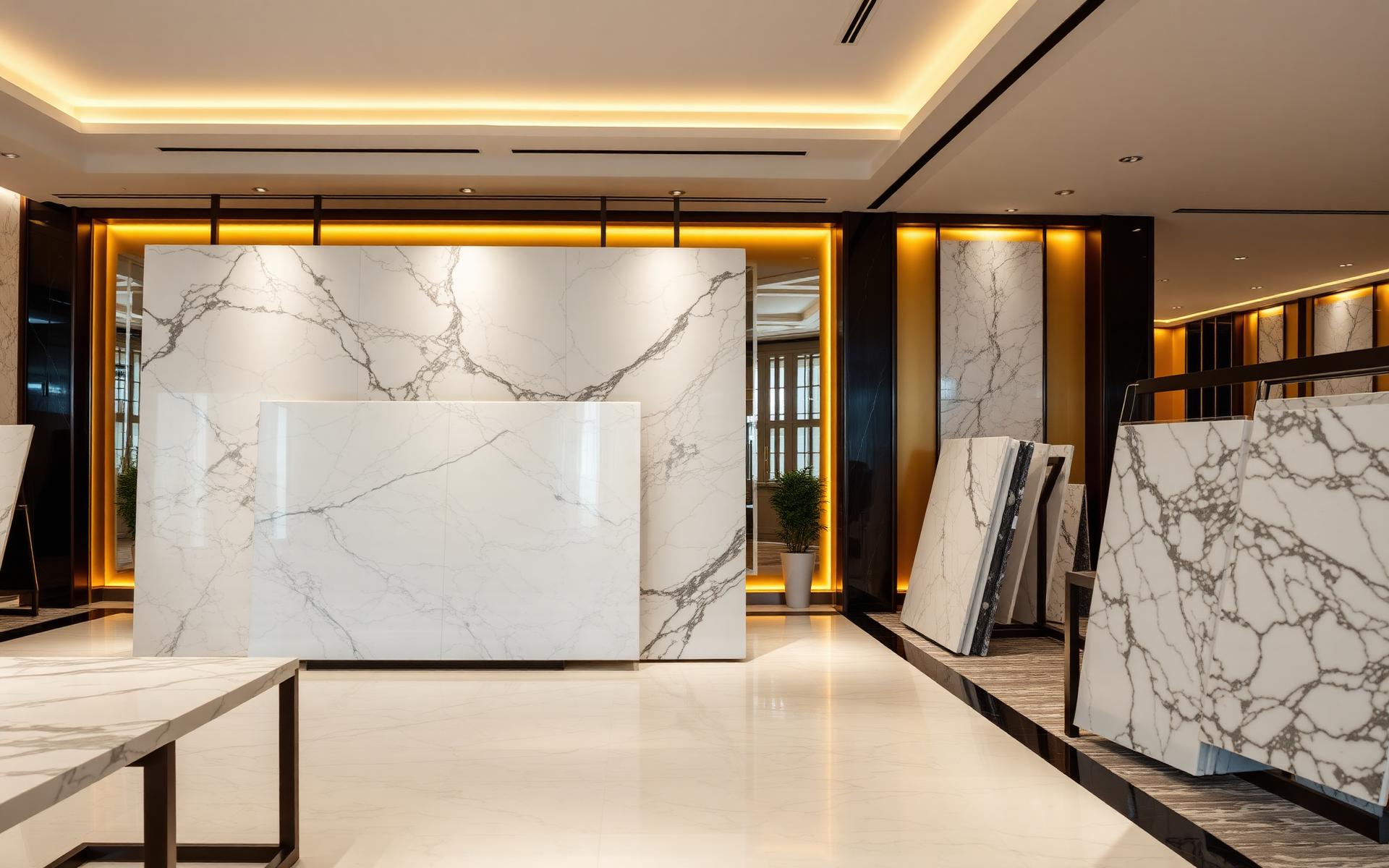 Polished granite slab showcase
